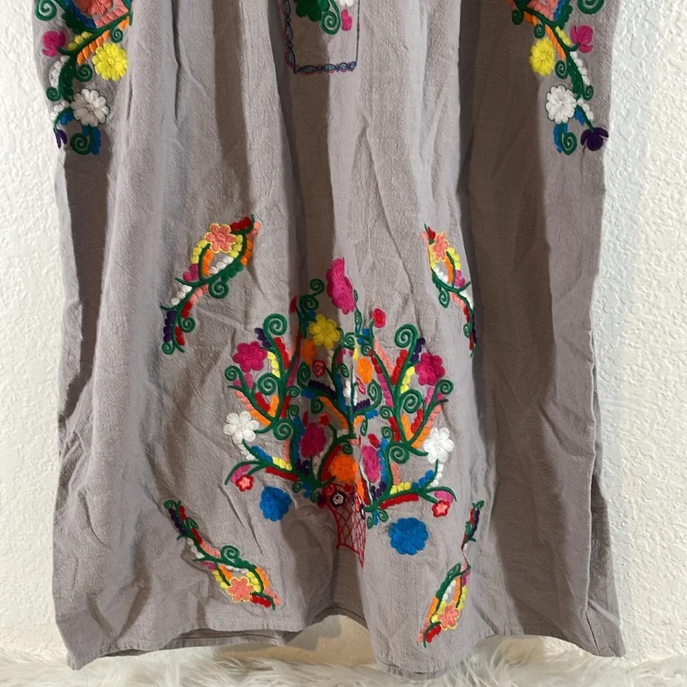 YZXDORWJ Women Mexican Embroidered Floral Dress Short Sleeve Size 2XL - Picture 7 of 15